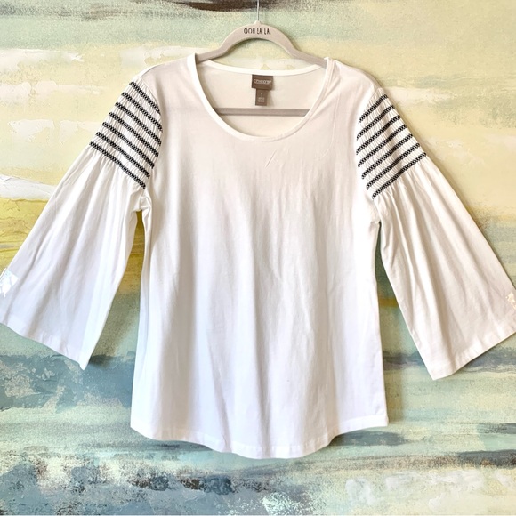 Chico’s Tops - CHICO’S Smocked Bell Sleeve Shirttail Tee NWOT Sz 1 (M-8)
